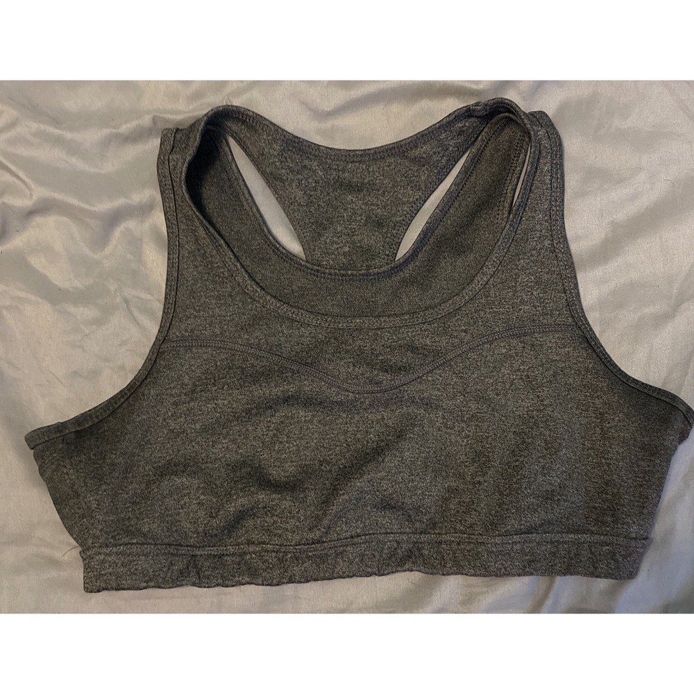 Avia Gray Double Layer Compression Sports Bra, Size Large